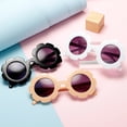 thumbnail image 4 of Wutalume Cute Round Frame Kids Sunglasses with Flower Design and PC Materials, UV Protection Sun Glasses for Children, Adorable and Safe Eyewear for Beach,and Daily Use,Orange, 4 of 5