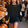 thumbnail image 2 of Bobifish Toddler Girls T Shirt Halloween Ghost Print Long Sleeve Playful Graphic Tee Children Girls Casual Holiday Shirt, 2 of 4