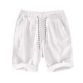 thumbnail image 2 of Qgtaibl Corduroy Shorts for Men Drawstring Elastic Waist Summer M Beach Shorts Casual Loose Fit Everyday Short Pants with Pockets White, 2 of 5