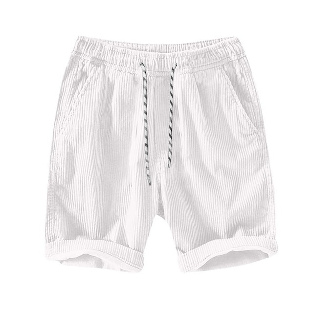 WRKEKC Men's Athletic Shorts Solid Color Corduroy Fitness Training Breathable Elastic Waist Shorts with Pocket 5-Inch Inseam