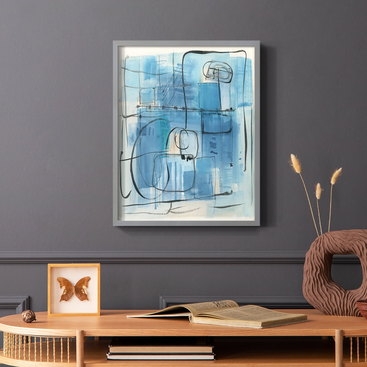 Amalfi Holiday Framed Print in Gray Solid Wood Framed Print No Nail Hanging