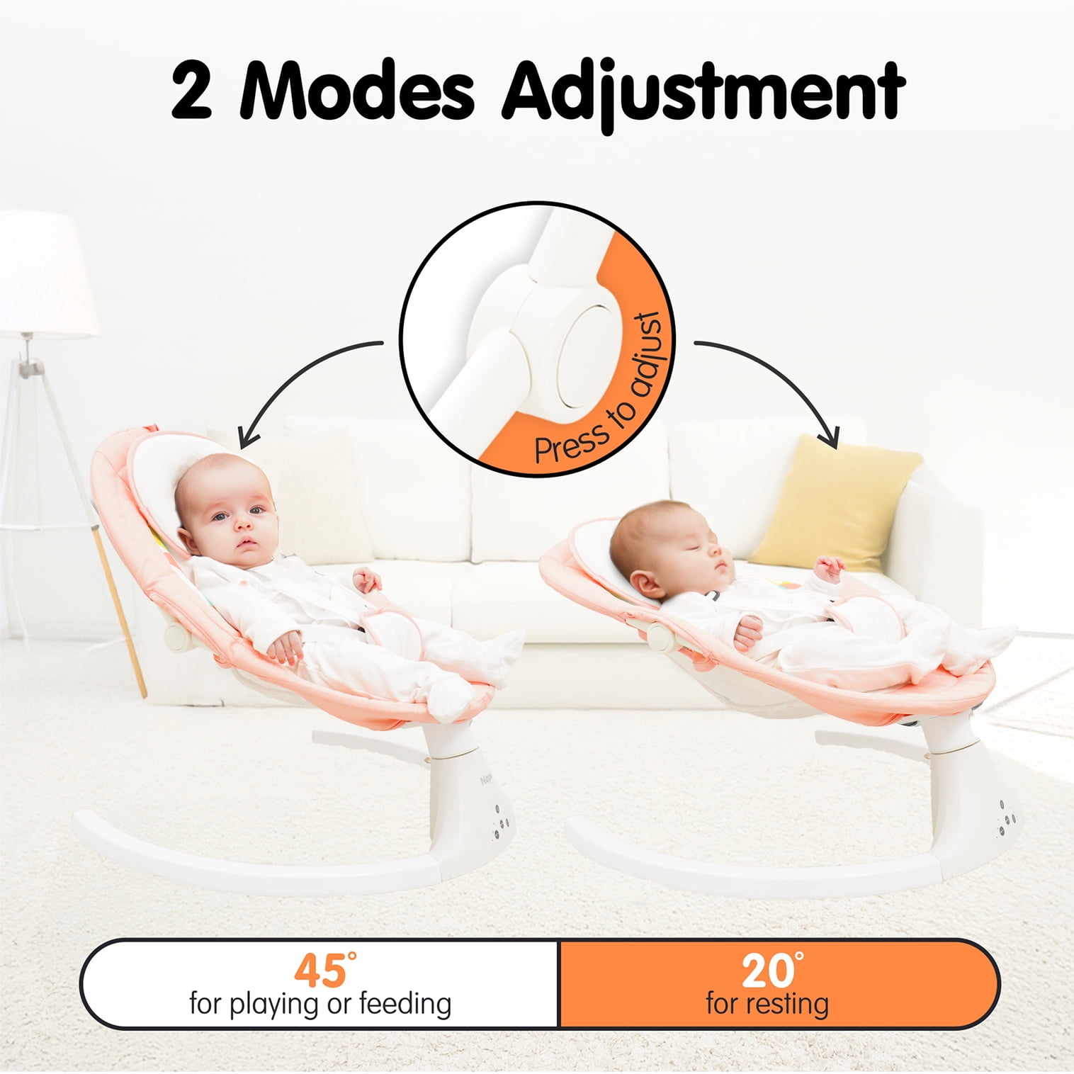 Aprpink 5 in 1 Large Baby Swing Bouncer with Rocking, Mosquito Net&Cute Toys Pink Striped for Toddler, 1 Count