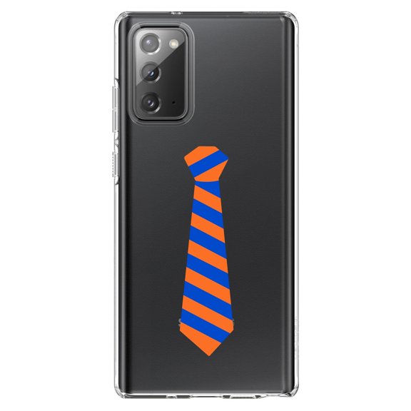 DistinctInk Clear Shockproof Hybrid Case for Galaxy Note 20 ULTRA (6.9" Screen) - TPU Bumper Acrylic Back Tempered Glass Screen Protector - Orange Blue Neck Tie - Florida
