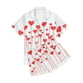 thumbnail image 5 of yoeyez Womens Pajama Silk Satin Pajamas Set Love Heart Printed Sleepwear 2 Piece Sets Button Down Short Sleeve Tops and Shorts Pjs Set Loungewear White M, 5 of 6