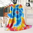 thumbnail image 2 of Colorful Rainbow Tie Dye Spiral Pattern Blanket,Comfortable Soft Flannel Throw Blanket,All Season,Warm Lightweight Blankets for Sofa Bed Couch Living Room Chair,50"x60", 2 of 4