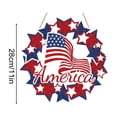 thumbnail image 3 of Letrero redondo de madera con diseño patriótico de estrellas y rayas – Adorno colgante para el Día de la Independencia, ideal para la puerta principal, la pared o una mesa., 3 of 6