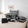 thumbnail image 6 of Homewish White Black Floral 7 Pieces Full Size Bedding Sets,Cute Cartoon Style Full Size Bed in a Bag,Black Reversible, 6 of 8