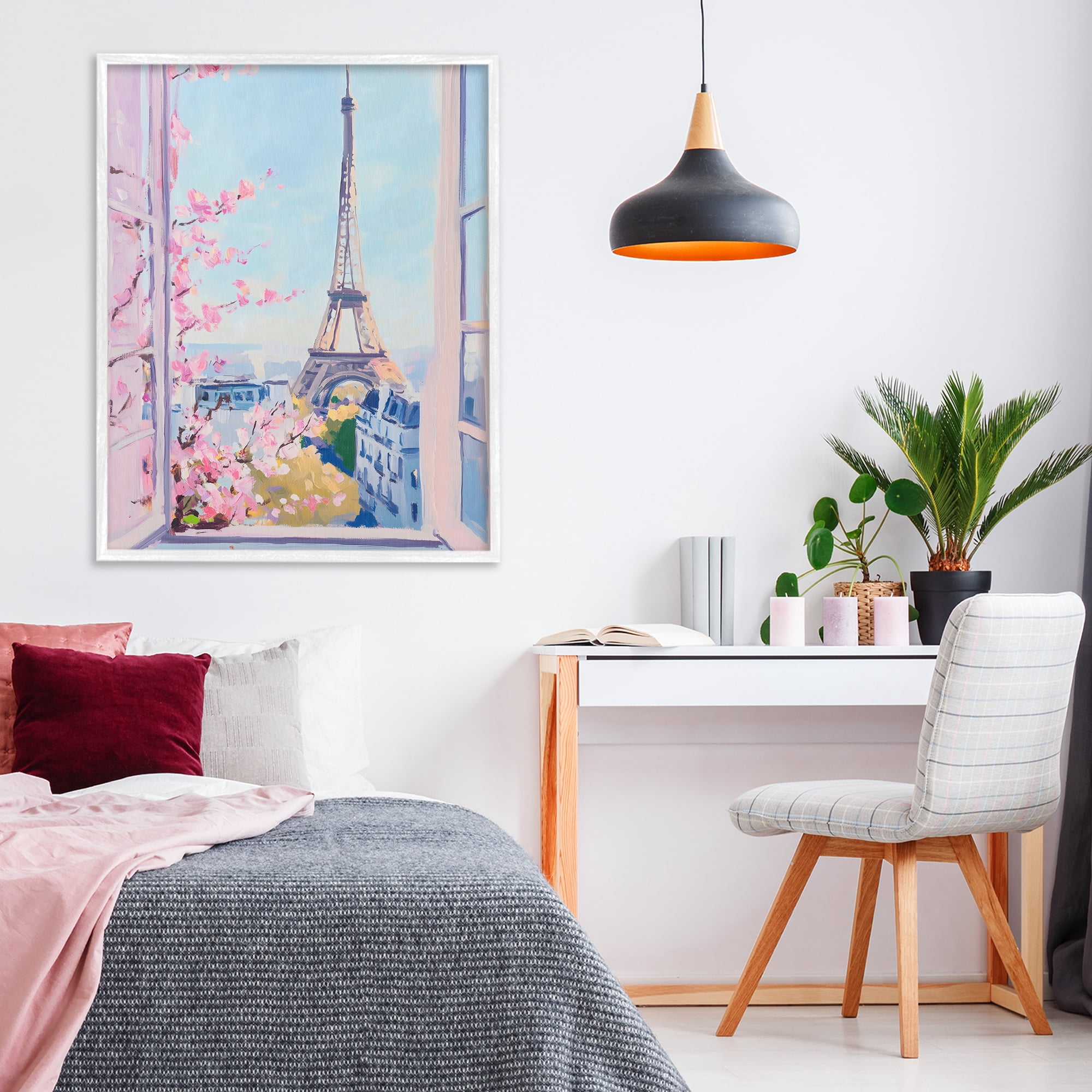 Stupell Industries Eiffel Tower View in Spring White Framed Giclee Art, design by The Prints Vibe