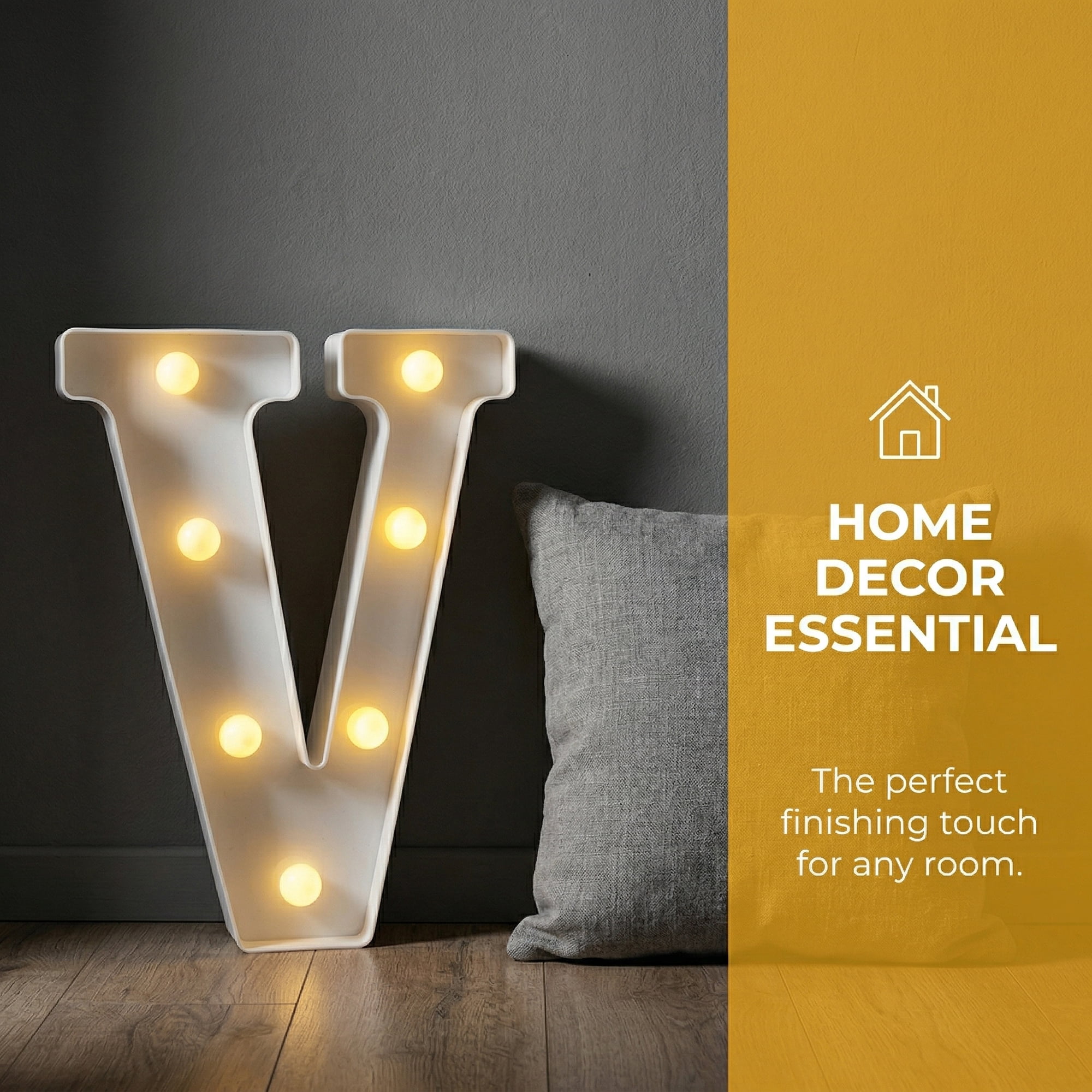 Unique Bargains Marquee Letters With Lights LED Light Up Signs Letter V 6.5"L x 1.5"W x 8.5"H