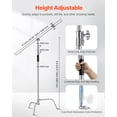 thumbnail image 3 of VEVOR C Stand with Boom Arm, Max Height 10.83 ft/330 cm, Stainless Steel Heavy Duty Photography Light Stand with 4.8-9.8 ft Adjustable Height, 2 Grip Head for Studio Monolight, Softbox, Reflector, 3 of 9