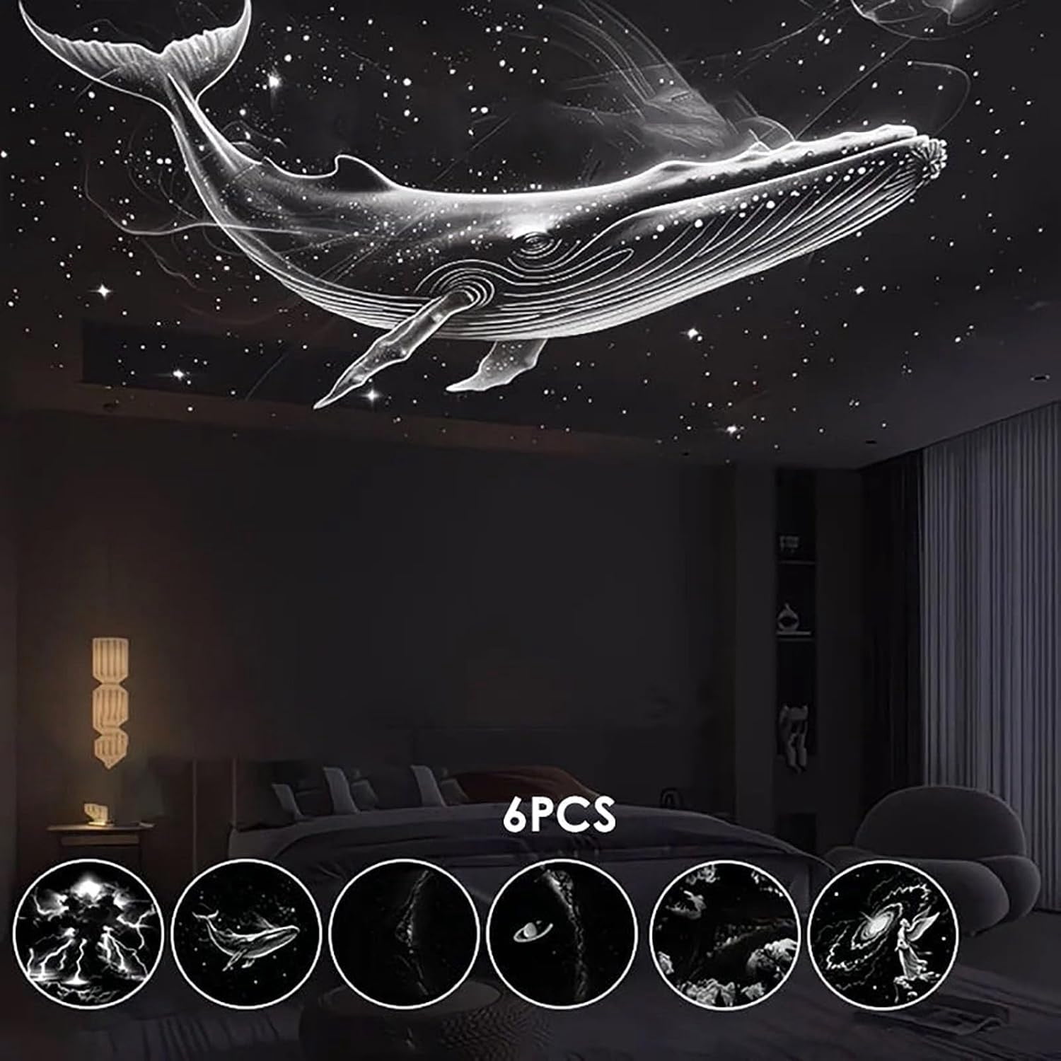 2-in-1 USB Powered Star Projector & Night Light, Adjustable Space Galaxy Lamp, 360 Degree Rotating with Films, Soothing Warm Light for Bedroom, for Room Relaxation Ambiance