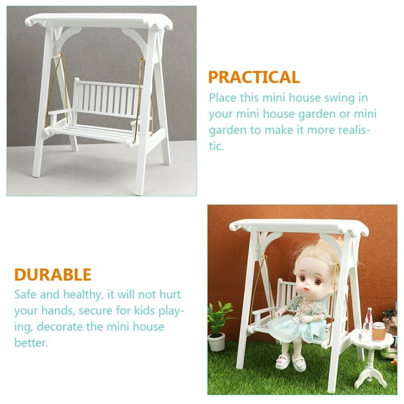AURARMLET Mini Swing Set in Wood Material for Home, Garden, Mini House Decoration and Outdoor Patio Accessories