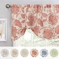 thumbnail image 2 of Curtainking Farmhouse Valance 18 inch Terra on Beige Rustic Floral Light Filtering Curtain Semi-Sheer Tie Up Valance for Kitchen Bathroom Rod Pocket 1 Panel, 2 of 5