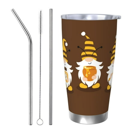 

Gukieu Gnomes With Honey Print 20OZ Car Cup Vacuum Stainless Steel Leak-proof Thermos Cup Unisex Suitable for Home Outdoor and Sports-Straw Three-piece Set