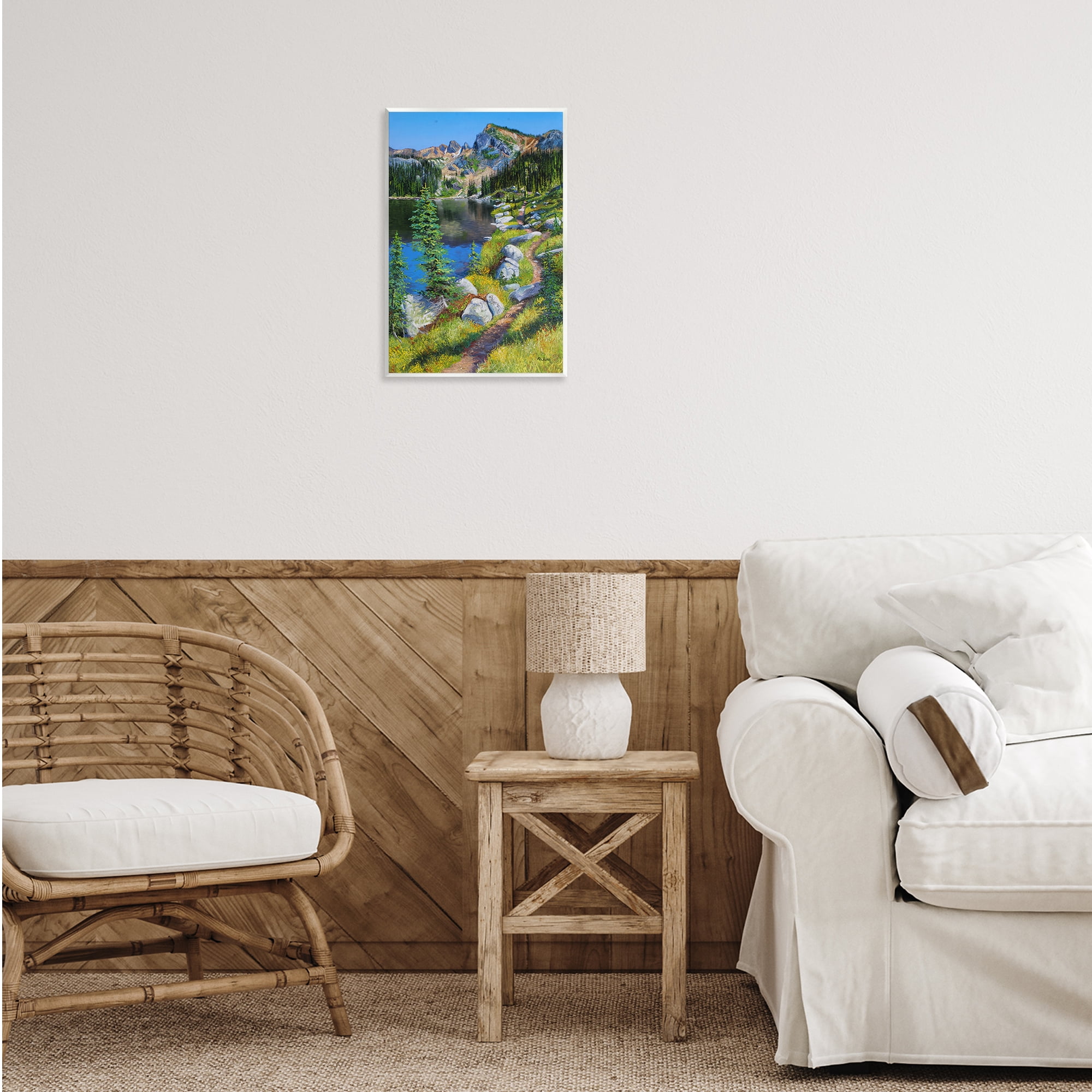 Stupell Industries Alpine Lake Landscape Landscape & Nature Painting Unframed Art Print Wall Art, 13 x 19