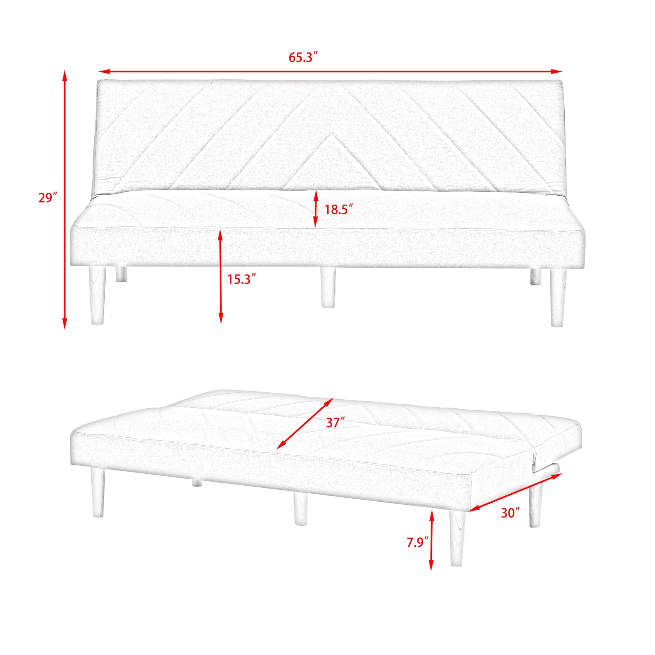 Aukfa Futon Convertible Sofa Bed- Twin Size- 5 Wooden Legs- Space Save- Blue