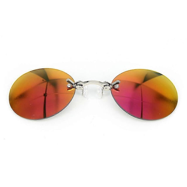 Matrix Morpheus Retro Men Round Clip On Nose Glasses Rimless Sunglasses