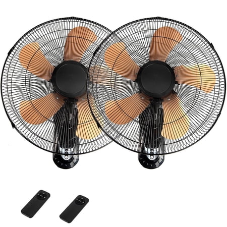 2 Pack 20inch Wall Mount Fan, 5000 CFM High Velocity Fan with Remote & 4-Hour Timer, 3-Speed Oscillating Fan Cooling for Garage & Workshop, Yellow