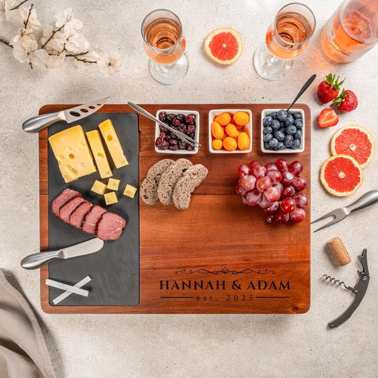 Preiu Rectangular Charcuterie Board Cheese Board Set Acacia Wood