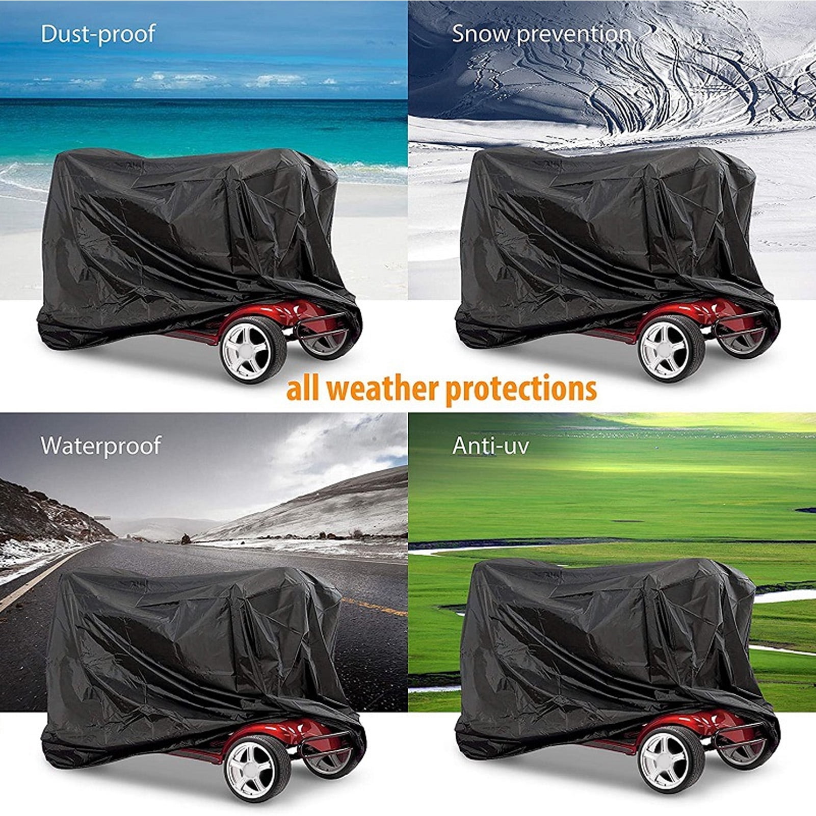Motorcycle Scooter Cover Waterproof Outdoor Large Cover Anti Dust and Anti UV Protection Cover L 190x71x117cm