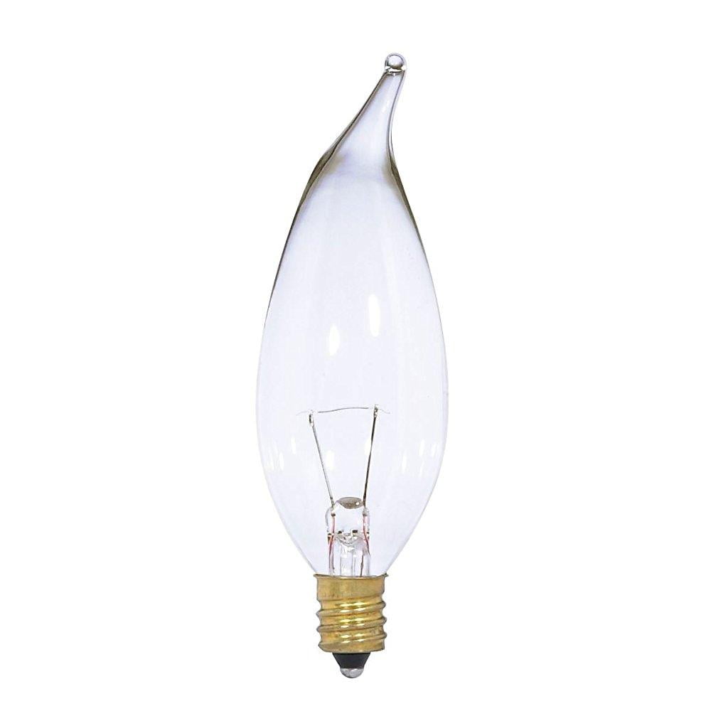 satco 25ca10/12v incandescent decorative light, 25w e12 ca10, clear bulb [pack of 12]