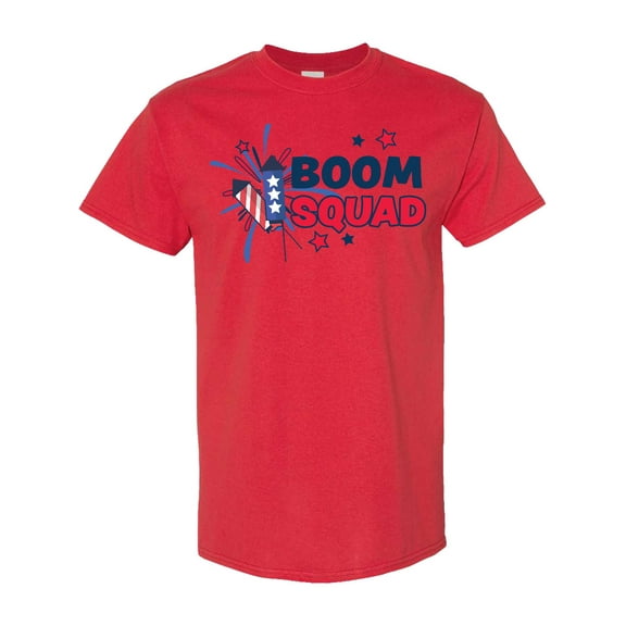 Inktastic 4th of July Boom Squad Blue and Red Fireworks T-Shirt