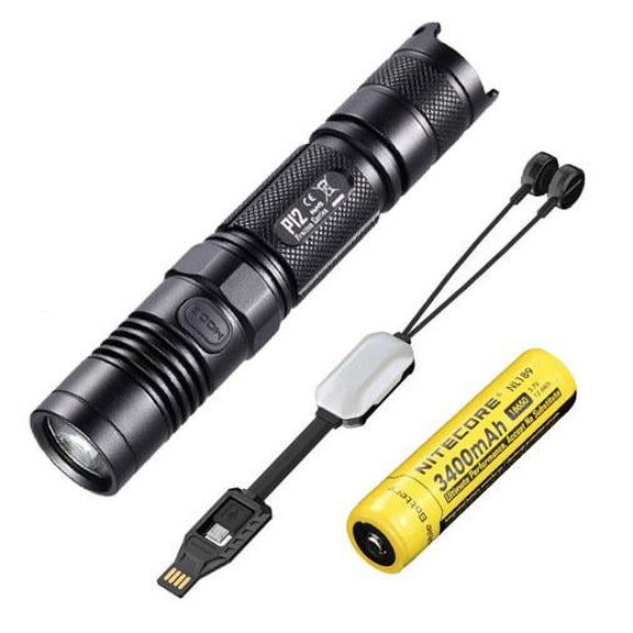Bundle: Nitecore P12 2015 Edition LED Flashlight - 1000 Lumens w/ NL1834 Battery Eco-Sensa Multi-function Portable USB charger