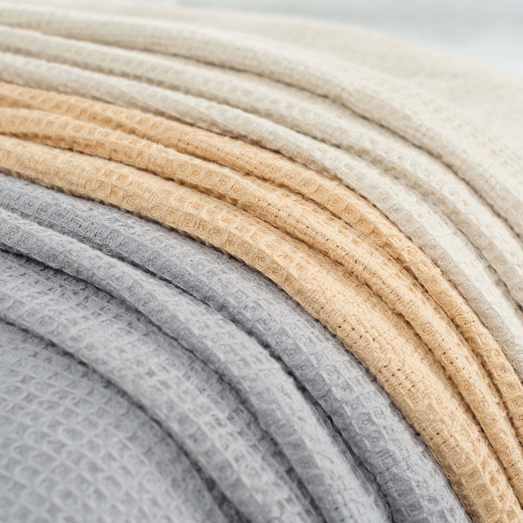 VERAMUSE 100% Cotton Blanket for Bed Beige 90"x90" Queen Size Breathable Thin Blankets for Summer