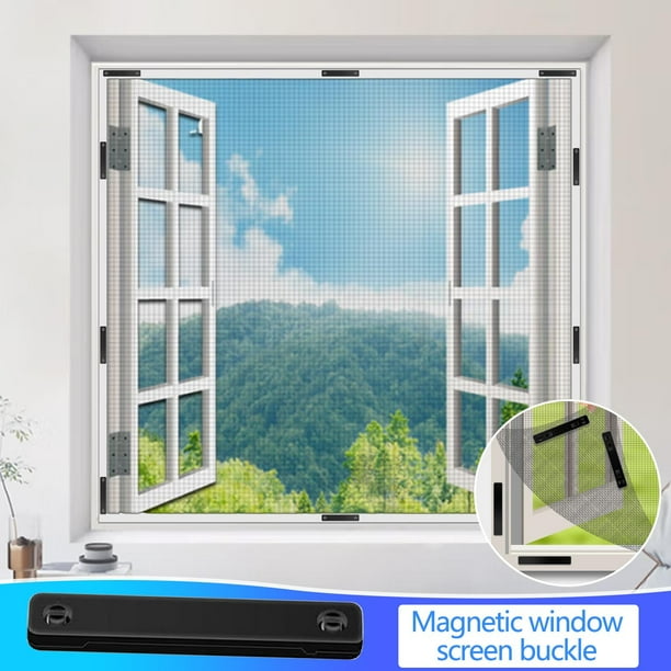 Clips para mosquitera, paquete de 12, clips autoadhesivos, clip para ventana sin perforar con imán, clips magnéticos para ventana, mosquitera, hebilla para mosquitera