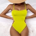 thumbnail image 6 of JGGSPWM Women's Sold Basic One Piece Swimsuit Swimwear Bathing Suits Bikini Set Paded Bra Beachwear Yellow M, 6 of 9