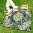 thumbnail image 6 of Ornate Frame Encircles Earth Clouds Stars Picnic Blanket Waterproof Outdoor Beach Blanket Hand-held Pad Suitable for Travel, Camping, Beach, Family Gatherings, 6 of 7