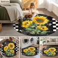 thumbnail image 5 of Sunflower Black Round Area Rug 4 FT, Non Slip Indoor Outdoor Rug, Vintage Farm Bee Black White Plaid Washable Soft Circular Carpet Non-Shedding Floor Mat for Coffee Table Nursery Foyer Balcony, 5 of 8