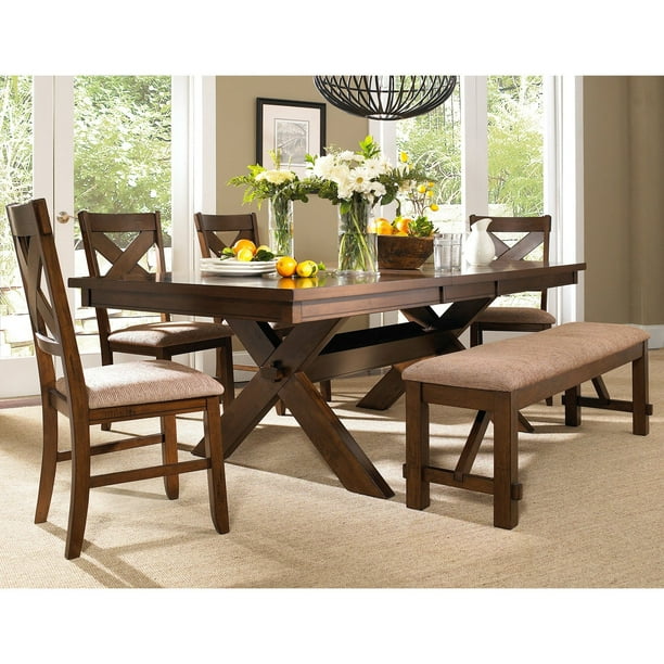 6 Piece Karven Solid Wood Dining Set, Wood Dining Table And 6 Chairs Set