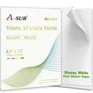  HTVRONT Printable Vinyl Sticker Paper - 8.5x11 Glossy White  printable vinyl for inkjet printer 25Pcs - Dries Quickly and Holds Ink  Beautifully : Office Products