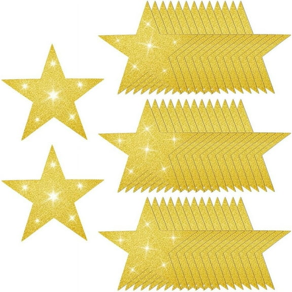 50Pcs Paper Glitter Star Wall Decoration Birthday Party Decoration Gold 150x150x0.4mm