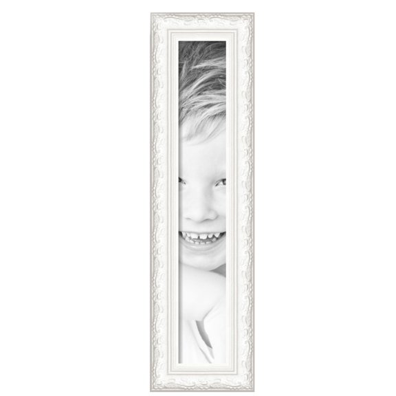 ArtToFrames 5" x 31" Majestic White Picture Frame, 5x31 inch Silver Wood Poster Frame (WOM-5198), Pack