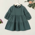 thumbnail image 2 of Happy Town Toddler Baby Girls Dress 6M-4T Fall Winter Long Sleeve Dress Lantern Solid Color Girls Clothes, 2 of 9