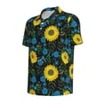 thumbnail image 2 of Balery Sunflowers And Blue Flower Printed Men’s Short Sleeve Polo Shirt, Midweight Men's Shirt,Golf Polo shirts -XX-Large, 2 of 9