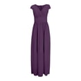thumbnail image 4 of DHFJKG Wedding Guest Dresses For Women Summer V Neck Short Sleeve Bohemian Flowy Swing A-Line Solid Color Maxi Sundress Trendy Dresses, 4 of 5