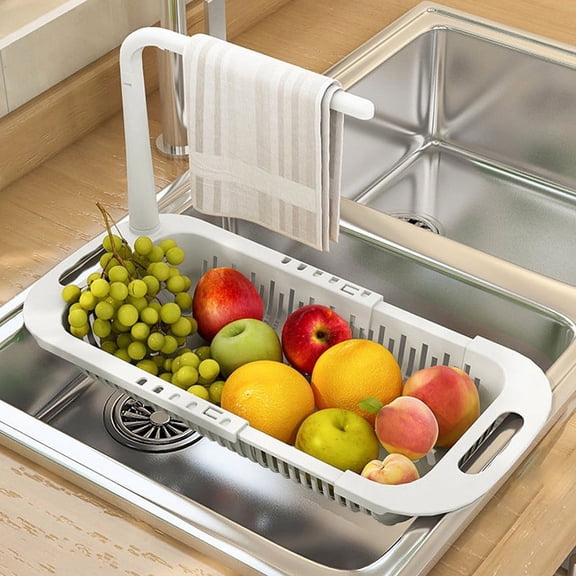KULOKHUI Dish Drying Rack Adjustable To Fit Any Size Sink Large Capacity Storage Retractable Sink Storage Rack Towel Rack