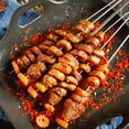 thumbnail image 6 of Cribun Flat Metal BBQ Barbecue Skewers, 15" Stainless Steel Long BBQ Shish Kebob Sticks Wide Reusable Grilling Skewers Set for Meat Shrimp Chicken Vegetable, 10 Pack, 6 of 7