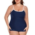 thumbnail image 4 of Ocean Blues Women's Plus Size Push Up Tankini Tops for Women Swimwear Top Only Navy Blue Bathing Suit Top, 4 of 7
