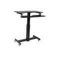 thumbnail image 3 of Rocelco 40" Height Adjustable Mobile Standing Desk - Sit Stand Home Office School Computer Workstation Riser with Anti Fatigue Mat - Dual Monitor Keyboard Tray Gas Spring  (Black), 3 of 8