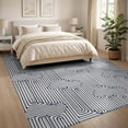 thumbnail image 3 of ODIKA 8'x10' Navy Blue Geometric Maze Washable Area Rug Modern Labyrinth Motif With Intricate Rectangular Border Durable, Non-Slip for Living Room, Under Sectional, Family, 3 of 7