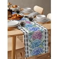 thumbnail image 6 of Table Runner Dresser Scarves 120 Inch Long, Watercolor Hydrangea and Foliage Linen Dining Table Runners Blue Purple Floral and Plaid Tabletop Scarf for Wedding Holiday Party Kitchen, 6 of 9