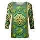 thumbnail image 4 of Xuyuer St. Patrick's Day 3/4 Sleeve Blouse - Ladies' 3/4 Sleeve Printed Round Neck Top for Irish Dance Festivals, Celtic-Themed Celebrations, Folk Style Festival Wear & Clover Embellished Apparel, 4 of 5