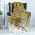 thumbnail image 4 of Grape Soft Flannel Fleece Throw Blanket, Fruits with Leaves on Ombre Effect Background Organic Illustration, Cozy Plush for Indoor and Outdoor Use, 50" x 60", Khaki Eggshell, by Ambesonne, 4 of 5