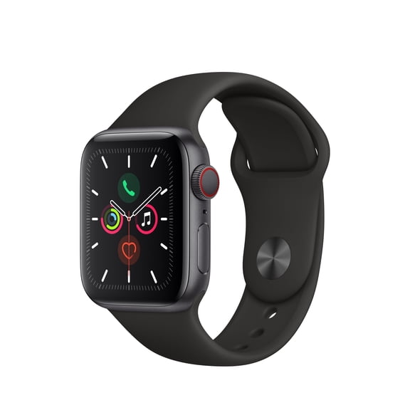 Pre-Owned Restored Apple Watch Series 5 (GPS+Cellular, 40mm) - Space Gray Aluminum Case - Black Sport Band