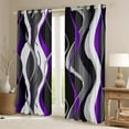 thumbnail image 2 of Modern Abstract Window Curtains Purple and Grey Wave Stripe Window Drapes for Kids Boys Teens,Black and White Window Treatments Grommet Top 2 Panel Set Bedroom Curtains-42"W x 63"L (Pack of 2), 2 of 7