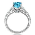 thumbnail image 4 of Gem Stone King 925 Sterling Silver Swiss Blue Topaz and White Created Sapphire Engagement Ring for Women (2.15 Cttw, Cushion 7MM, Gemstone Birthstone, Available in Size 5, 6, 7, 8, 9), 4 of 7